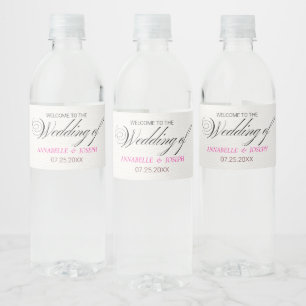Etiqueta Para Botella De Agua Boda de flores acuarela minimalista blanca
