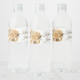 Etiqueta Para Botella De Agua Boda de flores neutras