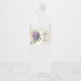 Etiqueta Para Botella De Agua Boda de flores púrpura acuarela -