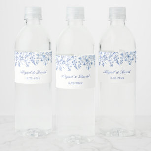 Etiqueta Para Botella De Agua Boda de flores silvestres azules