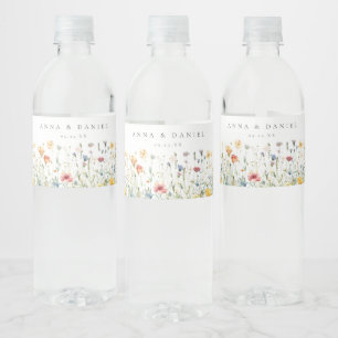 Etiqueta Para Botella De Agua Boda de flores silvestres boho chic