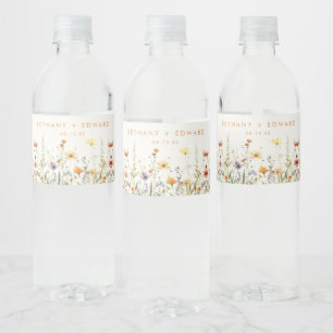 Etiqueta Para Botella De Agua Boda de flores silvestres rusas