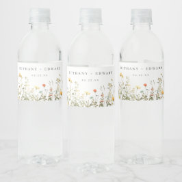 Etiqueta Para Botella De Agua Boda de flores silvestres sencillas