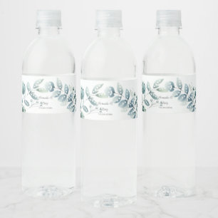 Etiqueta Para Botella De Agua Boda de hoja botánica de eucalipto