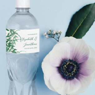 Etiqueta Para Botella De Agua Boda de hojas botánicas rusas