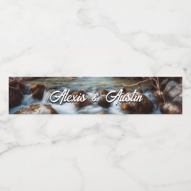 Etiqueta Para Botella De Agua Boda de Mountain Stream (Etiqueta única)