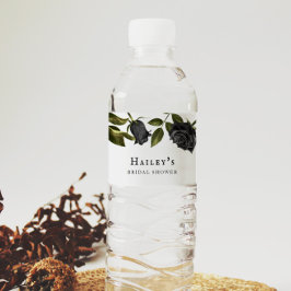 Etiqueta Para Botella De Agua Boda de Novia Floral Gótico Blanco