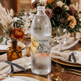 Etiqueta Para Botella De Agua Boda de otoño floral boho de terracota acuarela
