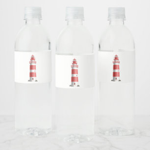 Etiqueta Para Botella De Agua Boda de Playa Faro Náutico Ducha de Novia