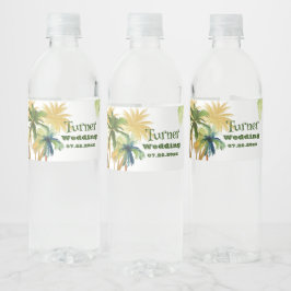 Etiqueta Para Botella De Agua Boda de Playa Palm Tree