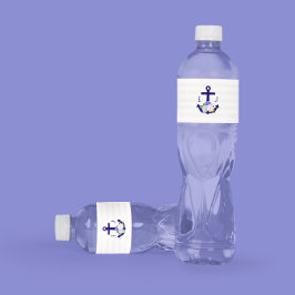 Etiqueta Para Botella De Agua Boda de rayas florales náuticas