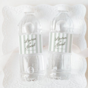 Etiqueta Para Botella De Agua Boda de rayas verdes minimalistas modernas
