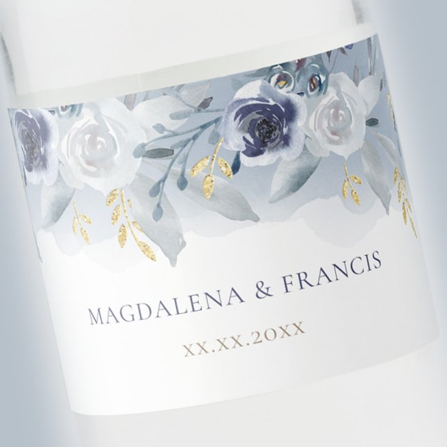 Etiqueta Para Botella De Agua boda de rosas azules (Subido por el creador)