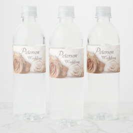 Etiqueta Para Botella De Agua Boda de Rosas de color suave
