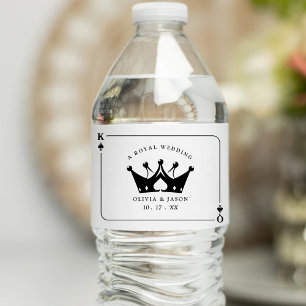 Etiqueta Para Botella De Agua Boda de tarjetas de póquer del Casino King & Queen