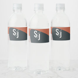 Etiqueta Para Botella De Agua Boda de Terracota Orgánica Azul y Rubor