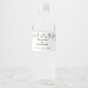 Etiqueta Para Botella De Agua Boda de verano con vegetación de eucalipto boho