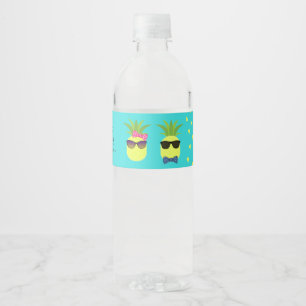 Etiqueta Para Botella De Agua Boda de verano tropical en la playa con turquesa y