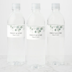 Etiqueta Para Botella De Agua Boda de verde personalizado