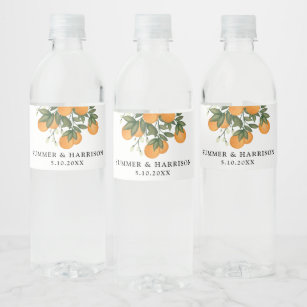 Etiqueta Para Botella De Agua Boda del Naranja botánico Citrus Greenery