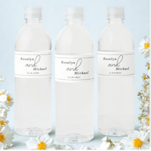 Etiqueta Para Botella De Agua Boda Elegante Sencilla