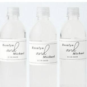 Etiqueta Para Botella De Agua Boda Elegante Sencilla