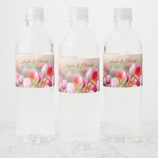 Etiqueta Para Botella De Agua Boda elegante y colorido de Tulip Florals