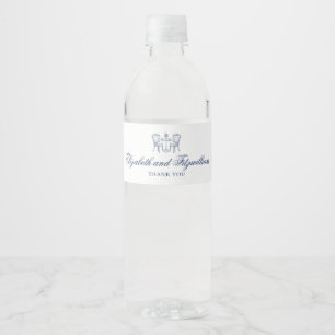 Etiqueta Para Botella De Agua Boda Esbozo minimalista de Bouquet