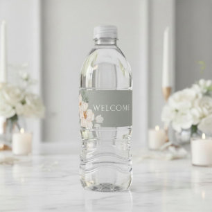 Etiqueta Para Botella De Agua Boda floral acuarela verde salvia 