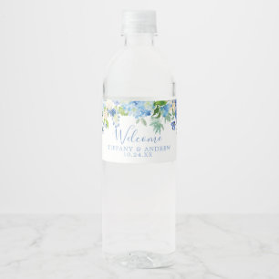 Etiqueta Para Botella De Agua Boda Floral Azul Etiqueta del frasco de agua de bi