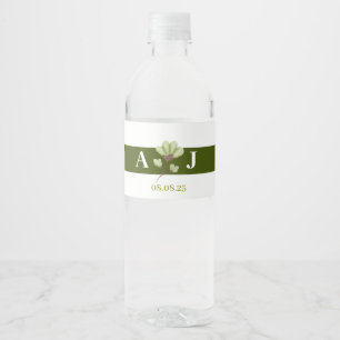 Etiqueta Para Botella De Agua Boda floral de Boho verde oliva moderno