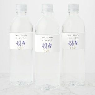 Etiqueta Para Botella De Agua Boda floral de color morado de agua de lavanda