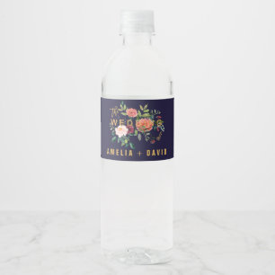 Etiqueta Para Botella De Agua Boda floral de otoño