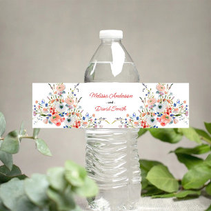 Etiqueta Para Botella De Agua Boda floral elegante