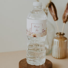 Etiqueta Para Botella De Agua Boda floral elegante de caligrafía