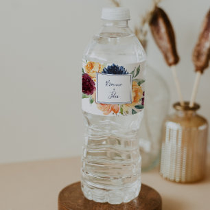 Etiqueta Para Botella De Agua Boda floral elegante multicolor