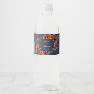 Etiqueta Para Botella De Agua Boda Floral Gótica Elegante