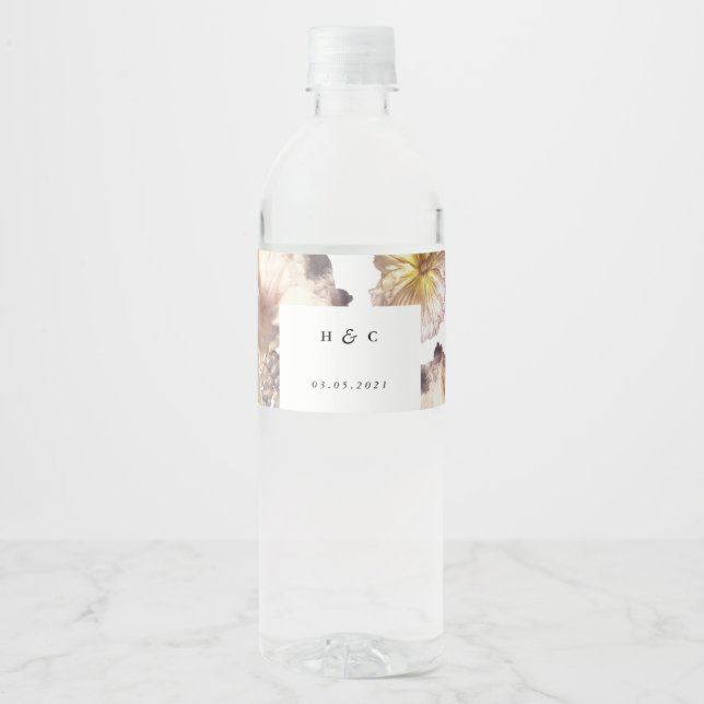 Etiqueta Para Botella De Agua Boda floral romántico moderno (Anverso)
