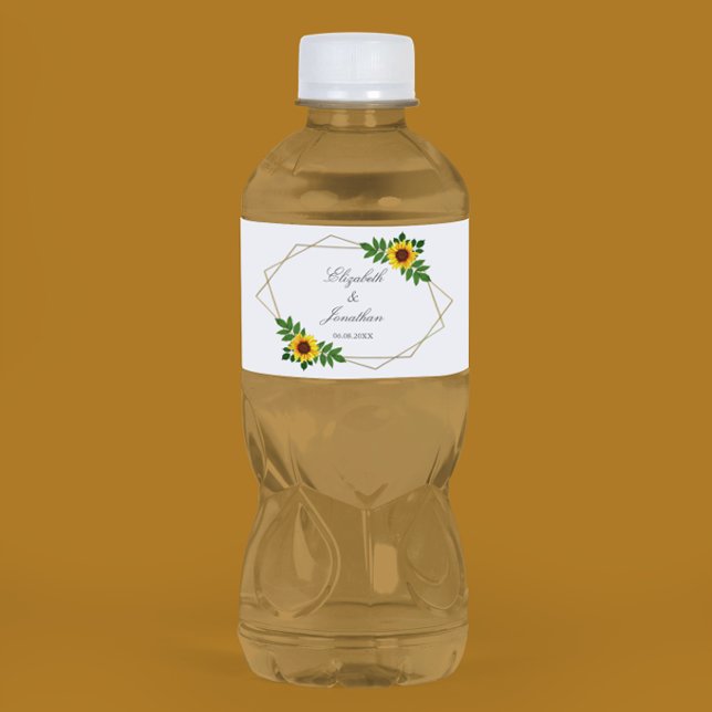 Etiqueta Para Botella De Agua Boda geométrico de girasol (Subido por el creador)
