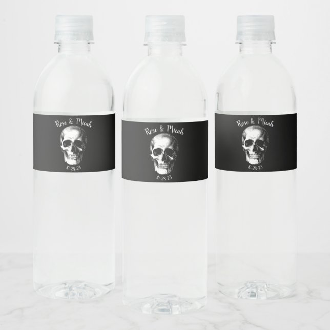 Etiqueta Para Botella De Agua Boda gótico Skull (Botellas)