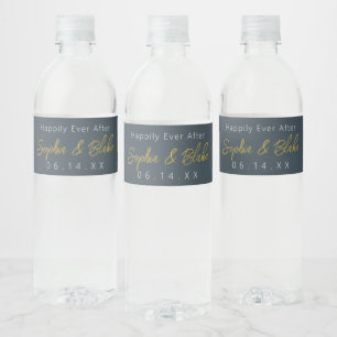 Etiqueta Para Botella De Agua Boda gris y blanco