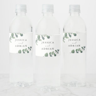 Etiqueta Para Botella De Agua Boda Leafy Green Elegance