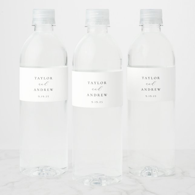 Etiqueta Para Botella De Agua Boda Minimalista elegante (Botellas)