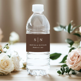 Etiqueta Para Botella De Agua Boda minimalista y chic | Monograma de boda