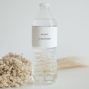 Etiqueta Para Botella De Agua Boda negrita blanco moderno