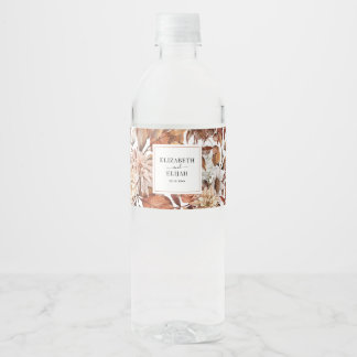 Etiqueta Para Botella De Agua Boda personalizada de otoño en Terracota