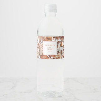 Etiqueta Para Botella De Agua Boda personalizada de otoño en Terracota