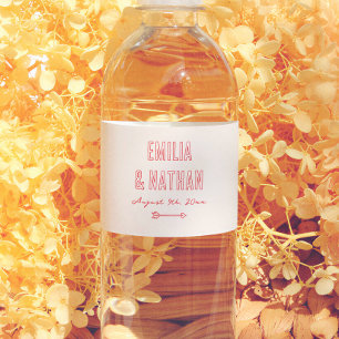Etiqueta Para Botella De Agua Boda Quirky Retro Enamorado Cupido Dibujado a Mano