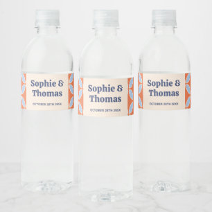 Etiqueta Para Botella De Agua Boda Retro de la Mitad del Siglo