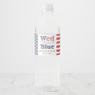 Etiqueta Para Botella De Agua Boda Retro Mié Blanco Azul Fiesta de Despedida de